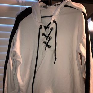 White pink hoodie